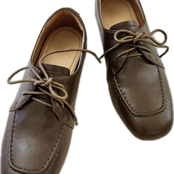 Women Square Toe Genuine Sheepskin Leather Loafers – Size 6.5– Chic Block Heel - Picture 2 of 4